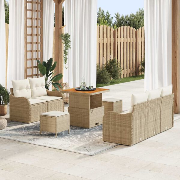 vidaXL Set Divano da Giardino con cuscino 8 pcs Beige e Crema