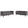 vidaXL Set Divani Chesterfield 2pz Grigio in Similpelle