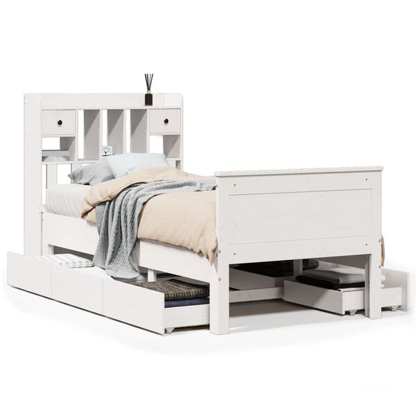 vidaXL Letto Libreria senza Materasso Bianco 90x190 cm Massello Pino