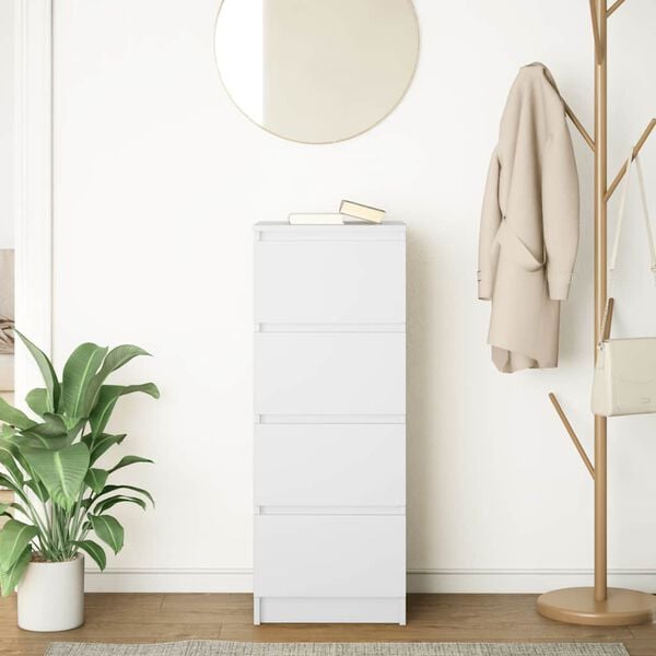 vidaXL Credenza Bianca 37,5x35x99 cm in Legno Multistrato