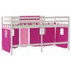 vidaXL Letto a Soppalco con Tende Bambini Rosa 90x190 cm Massello Pino