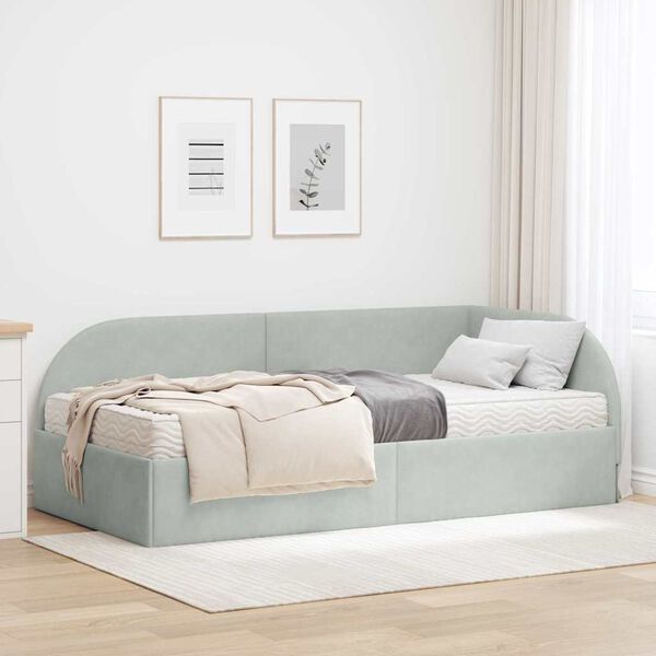 vidaXL Struttura Letto Angolare con Materasso 2 pcs Grigio chiaro