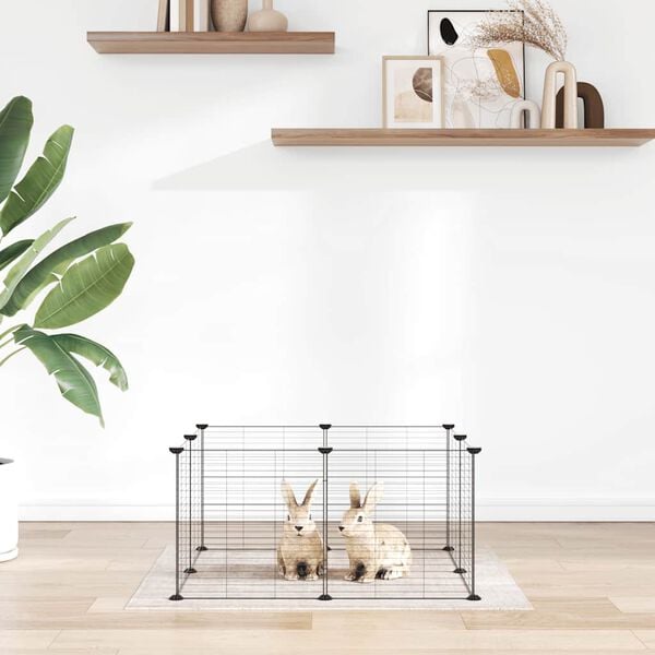 vidaXL Gabbia per animali domestici a 8 pannelli nera 35x35 cm in acciaio