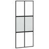 vidaXL Porta Scorrevole Nera 90x205 cm in Vetro Temperato e Alluminio