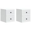 vidaXL Mobiletto da notte a muro 2 pcs Bianco 33 x 34,5 x 40 cm