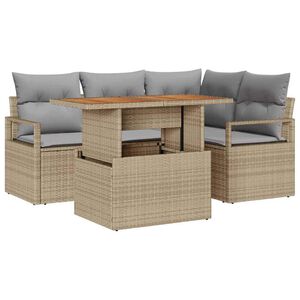 vidaXL Set Divano da Giardino 5 pcs Beige Poly Rattan