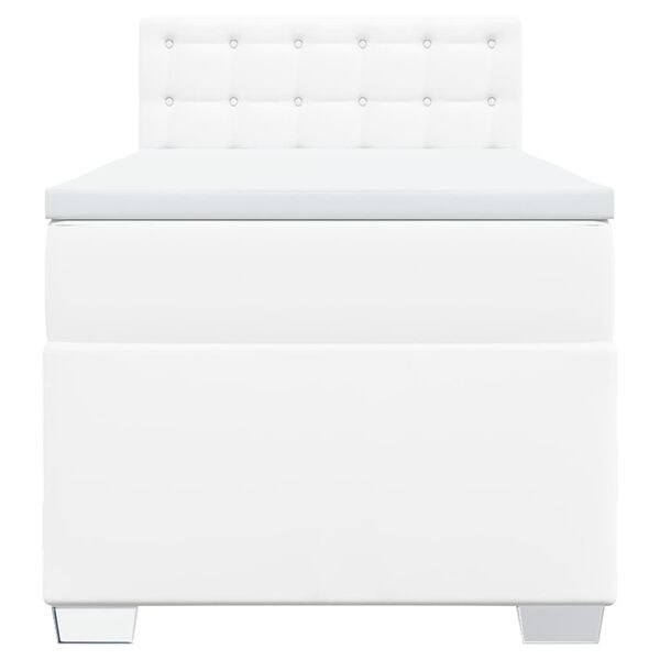 vidaXL Giroletto a Molle con Materasso Bianco 100x200 cm in Similpelle