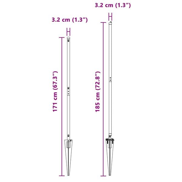 vidaXL Palo della recinzione 52 pcs Grigio 3,2 x 3,2 x 140 cm Acciaio
