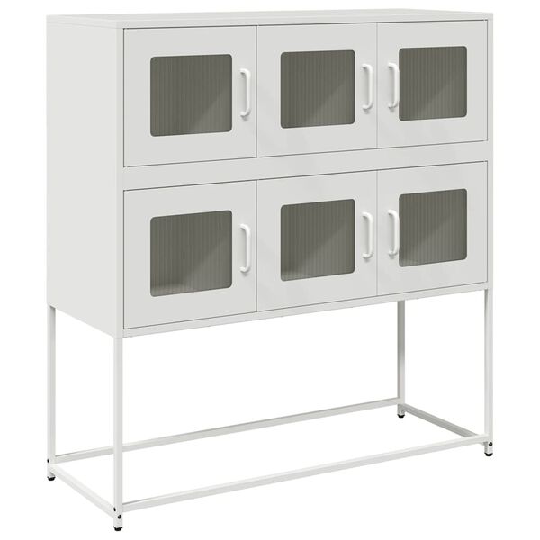 vidaXL Credenza Bianca 100,5x39x107 cm in Acciaio Laminato a Freddo