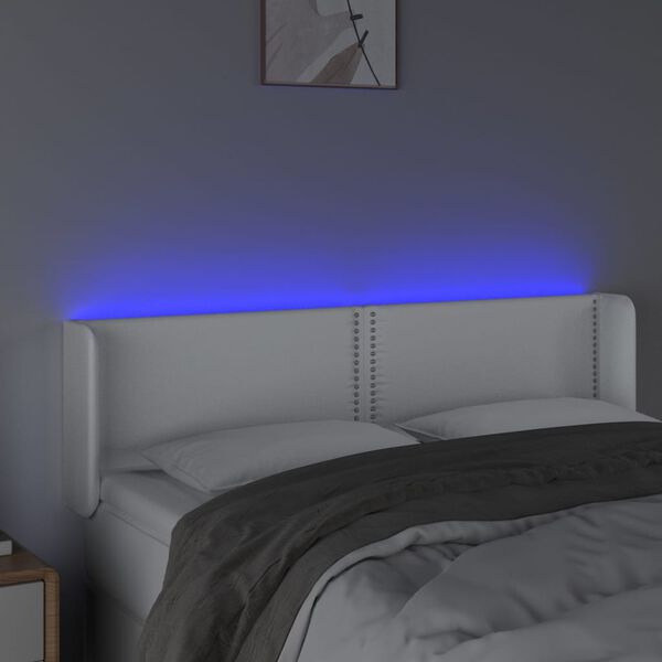 vidaXL Testiera a LED Bianca 147x16x78/88 cm in Similpelle