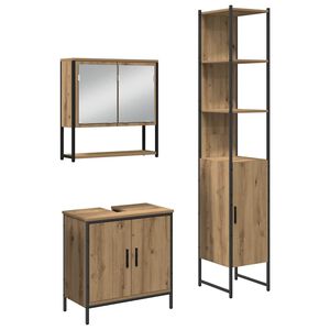 vidaXL Set di mobili per il bagno 3 pz Marrone 33 x 33 x 185,5 cm