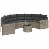 vidaXL Divano Giardino Tavolo Cuscini Semicircolare Grigio Polyrattan