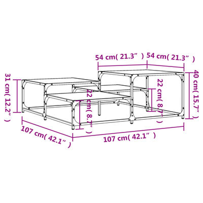 vidaXL Tavolino da Salotto Nero 107x107x40 cm in Legno Multistrato