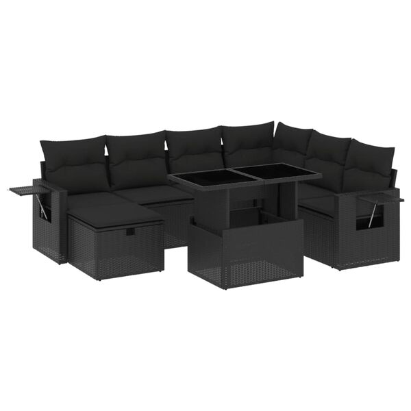 vidaXL Set Divani da Giardino con Cuscini 8 pz Nero in Polyrattan