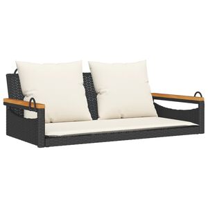vidaXL Panchina a Dondolo con Cuscini Nera 109x62x40 cm in Polyrattan