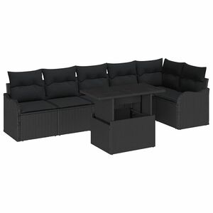 vidaXL Set Divano da Giardino 7 pz Nero Rattan in Polipropilene