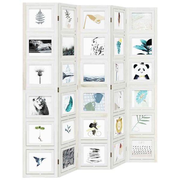 vidaXL Divisorio Ambienti 5Pannelli Bianco Legno Massello di Paulownia