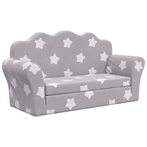 vidaXL Divano Letto Bambini a 2 Posti Grigio Chiaro con Stelle Peluche