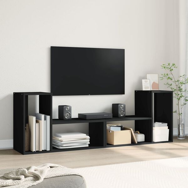 vidaXL Mobili Porta TV 2 pz Neri 75x30x50 cm in Legno Multistrato