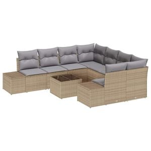 vidaXL Set Divano da Giardino 9 pcs Beige e grigio polyrattan