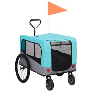 vidaXL Rimorchio Bici per Animali Carrello Jogging 2in1 Blu e Grigio