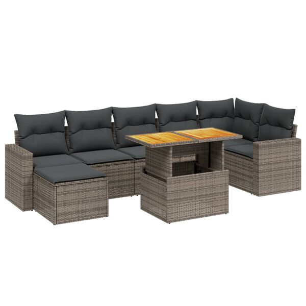 vidaXL Set Divano da Giardino 8 pz con Cuscini Grigio in Polyrattan
