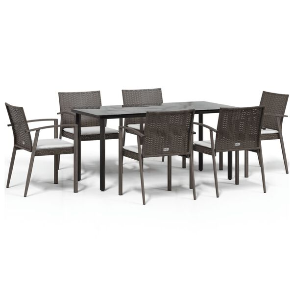 vidaXL Set Pranzo da Giardino 7 pz con Cuscini in Polyrattan e Acciaio