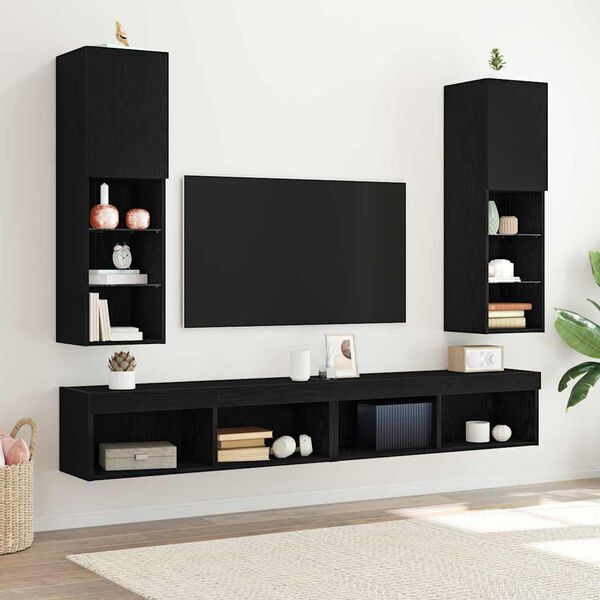 vidaXL Mobile TV 2 pcs Nero 30,5 x 30 x 102 cm Legno multistrato