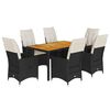 vidaXL Set da Pranzo da Giardino 7 pz Nero con Cuscini in Polyrattan