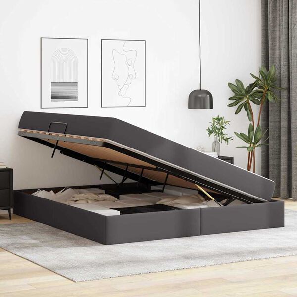 vidaXL Letto con contenitore e materasso Grigio 180 x 200 cm