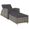 vidaXL Lettino Prendisole con Cuscino Grigio Scuro Polyrattan Grigio