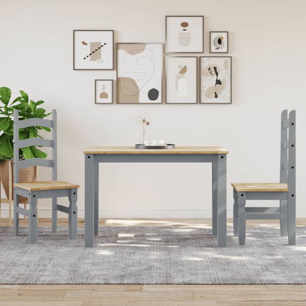 vidaXL Tavolo da Pranzo Panama Grigio 112x60x75 cm Legno Massello Pino