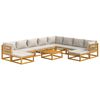 vidaXL Set Salotto Giardino 11pz Cuscini Grigio Chiaro Legno Massello