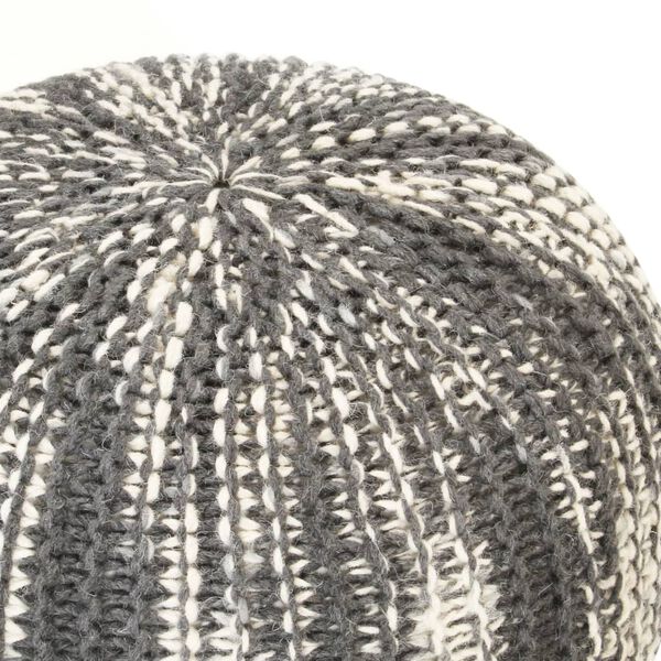 vidaXL Pouf Intrecciato a Mano Grigio Scuro e Bianco 50x35 cm Lana