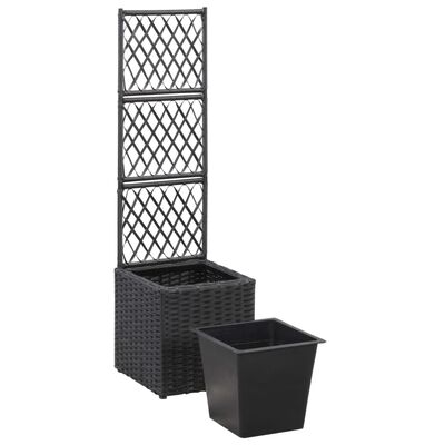 Vaso Basso In Polyrattan Effetto Intrecciato - Per Piante Interno/Esterno - 32x32x33 Cm - 2