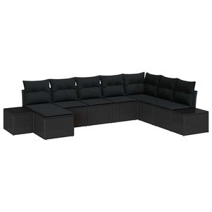 vidaXL Set Divano da Giardino con cuscino 8 pcs Nero polyrattan