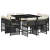 vidaXL Set da Pranzo da Giardino 9 pz con Cuscini Nero in Polyrattan
