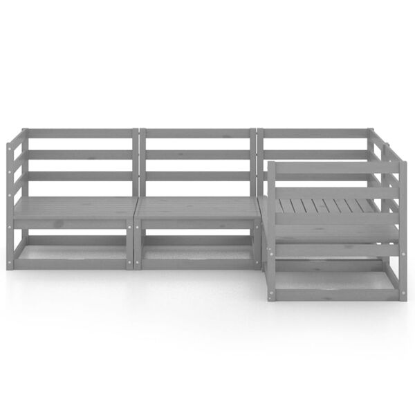 vidaXL Set Divani da Giardino 4 pz Grigio in Legno Massello di Pino
