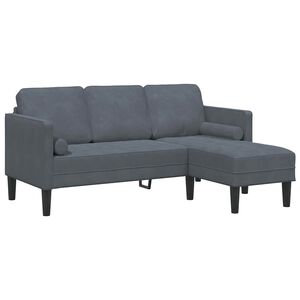 vidaXL Set di divani con cuscino Grigio scuro Poliestere