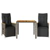 vidaXL Set Bistr&ograve; da Giardino 3 pz con Cuscini in Polyrattan Grigio