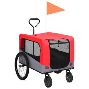 vidaXL Rimorchio Bici Animali e Carrello Jogging 2 in 1 Rosso e Grigio