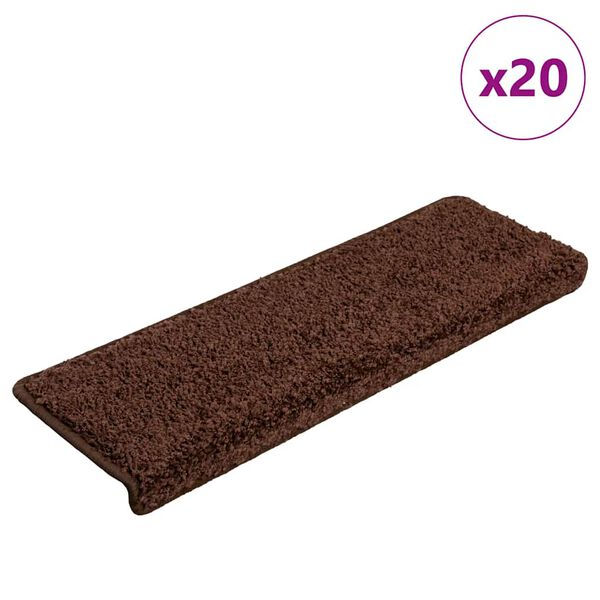 vidaXL Tappetini per scale 20 pz 65x21x4 cm Marrone Bordo rettangolare