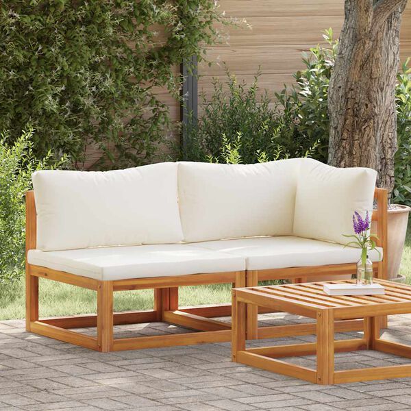 vidaXL Set Divani da Giardino 2 pz con Cuscini Bianco Crema in Acacia