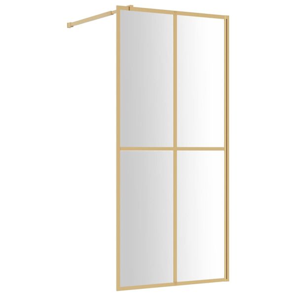 vidaXL Parete per Doccia Walk-in Vetro Trasparente ESG 100x195 cm Oro