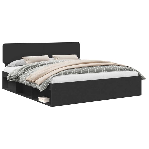 vidaXL Struttura del letto Nero 200 x 200 cm Pino massello