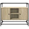 vidaXL Credenza Piano Vetro Rovere Sonoma 98x35x81cm Legno Multistrato