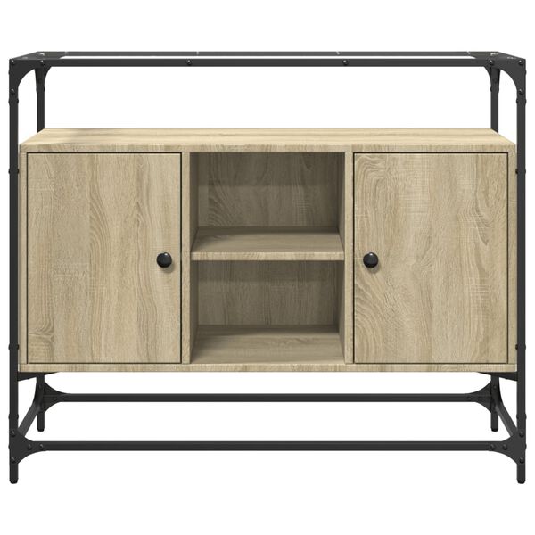 vidaXL Credenza Piano Vetro Rovere Sonoma 98x35x81cm Legno Multistrato