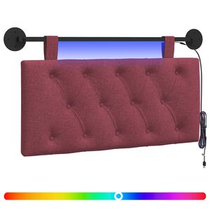 vidaXL Testiera sospesa Con luce LED Rosso Vino Tessuto