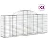 vidaXL Cesti Gabbioni ad Arco 3 pz 200x30x80/100 cm Ferro Zincato