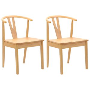 vidaXL Sedia da pranzo 2 pz Legno di gomma solido Naturale